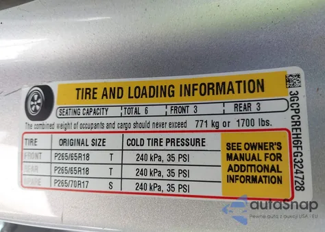 2015 Chevrolet Silverado 1500 1Lt z USA, uszkodzony, nr VIN 3GCPCREH6FG324728